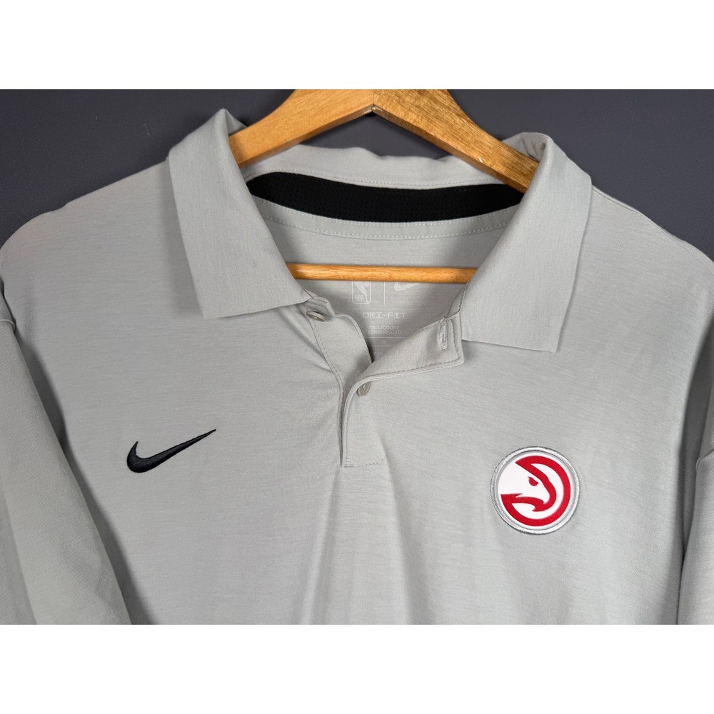 Nike Atlanta Hawks NBA Dri-FIT Polo Shirt Mens Large Tall Gray Short Sleeve